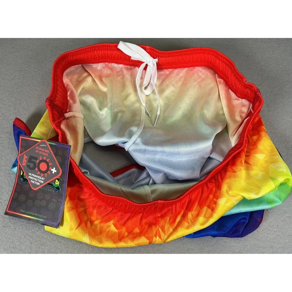 Uzzi Amphibious Gear‎ Rainbow Pride Swim Shorts Large UPF 50 Quick Dry NWT